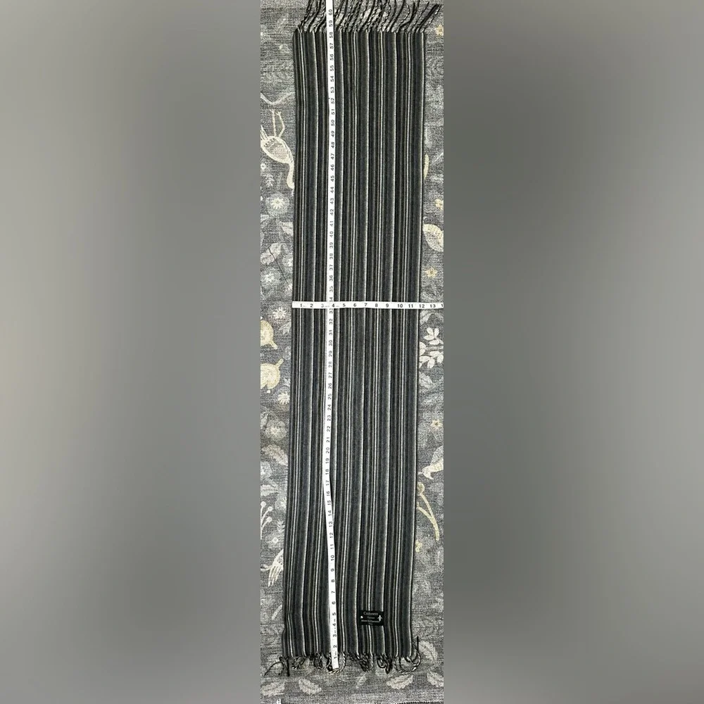 Cashmere Finished Made in Florence Italy Gray Striped Scarf